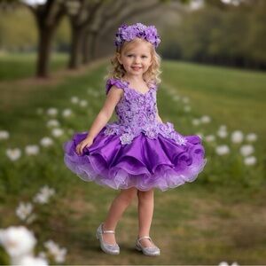 Girls Holiday’s glitz  pageant cupcake Princess dress color lilac and purple.